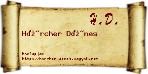 Hörcher Dénes névjegykártya